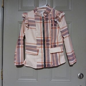 Unbranded Zip Up Coat Formal Jacket Slim Suit Blazer Womens Size M Ruffles